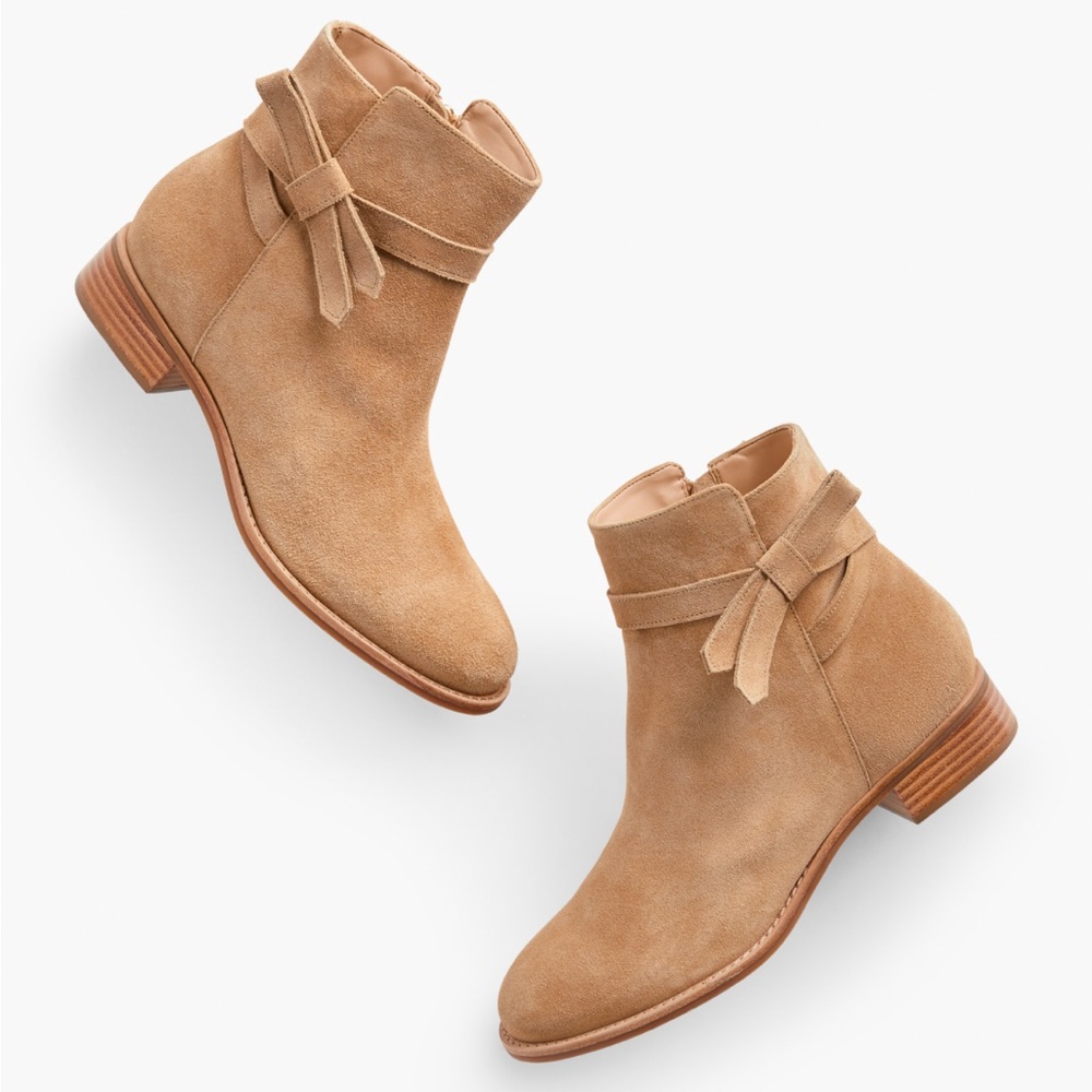 TALBOTS TISH WRAP TIE SUEDE ANKLE BOOTS SIZE 8 - Picture 1 of 14